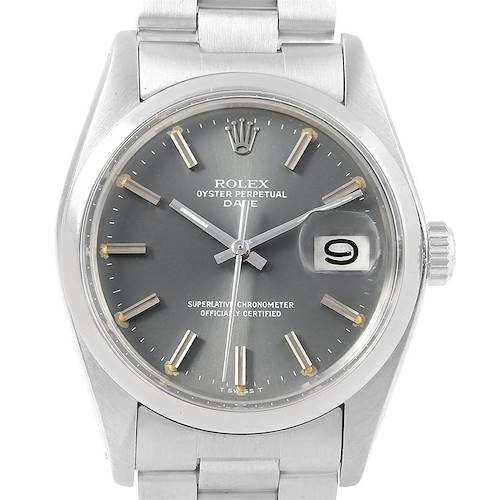 Photo of Rolex Date Stainless Steel Grey Dial Vintage Mens Watch 1500
