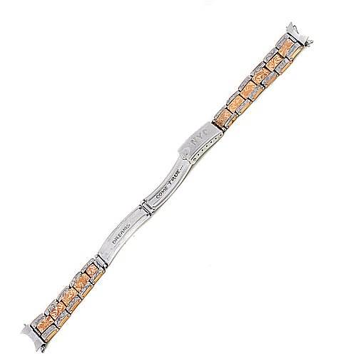 The image shows a Rolex Vintage Collection 6085 Rose Gold Silver Dial 6085 Rose Gold Silver Dial watch bracelet, displayed flat with a two-tone metal band and visible clasp.