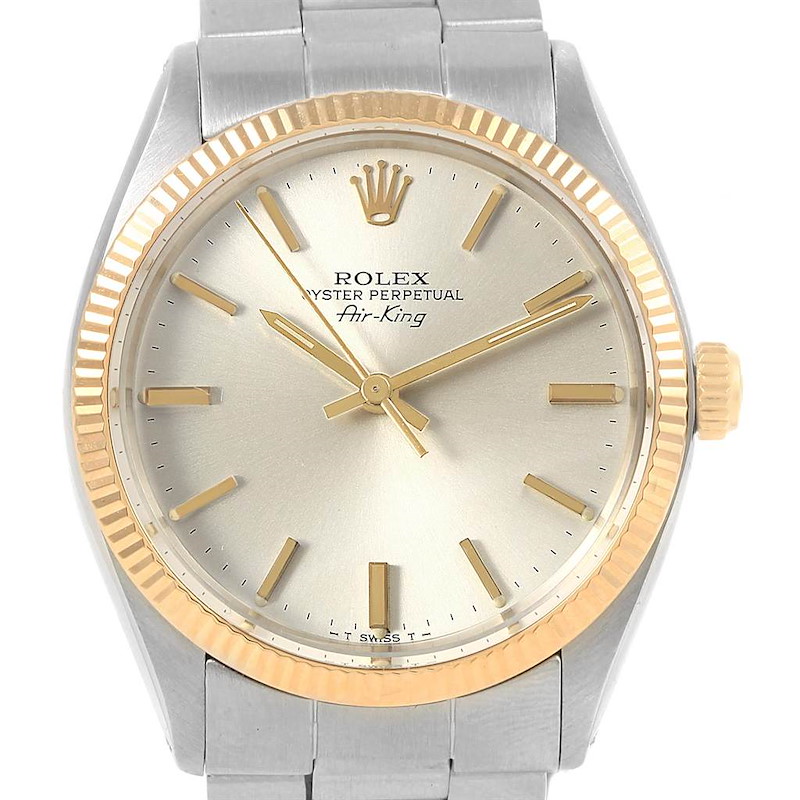 Rolex Air King Vintage Steel Yellow Gold Mens Watch 5501 Box Papers SwissWatchExpo
