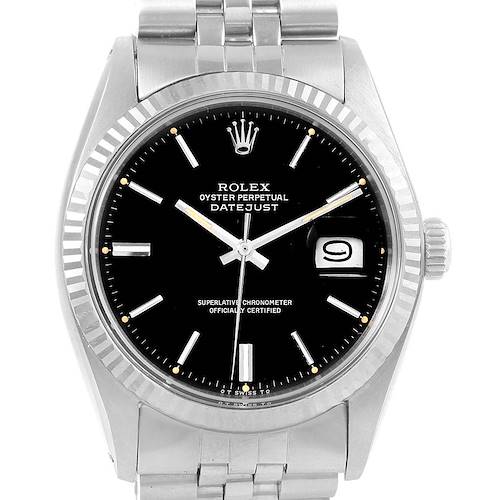 Photo of Rolex Datejust Black Sigma Dial Jubilee Bracelet Vintage Mens Watch 1601