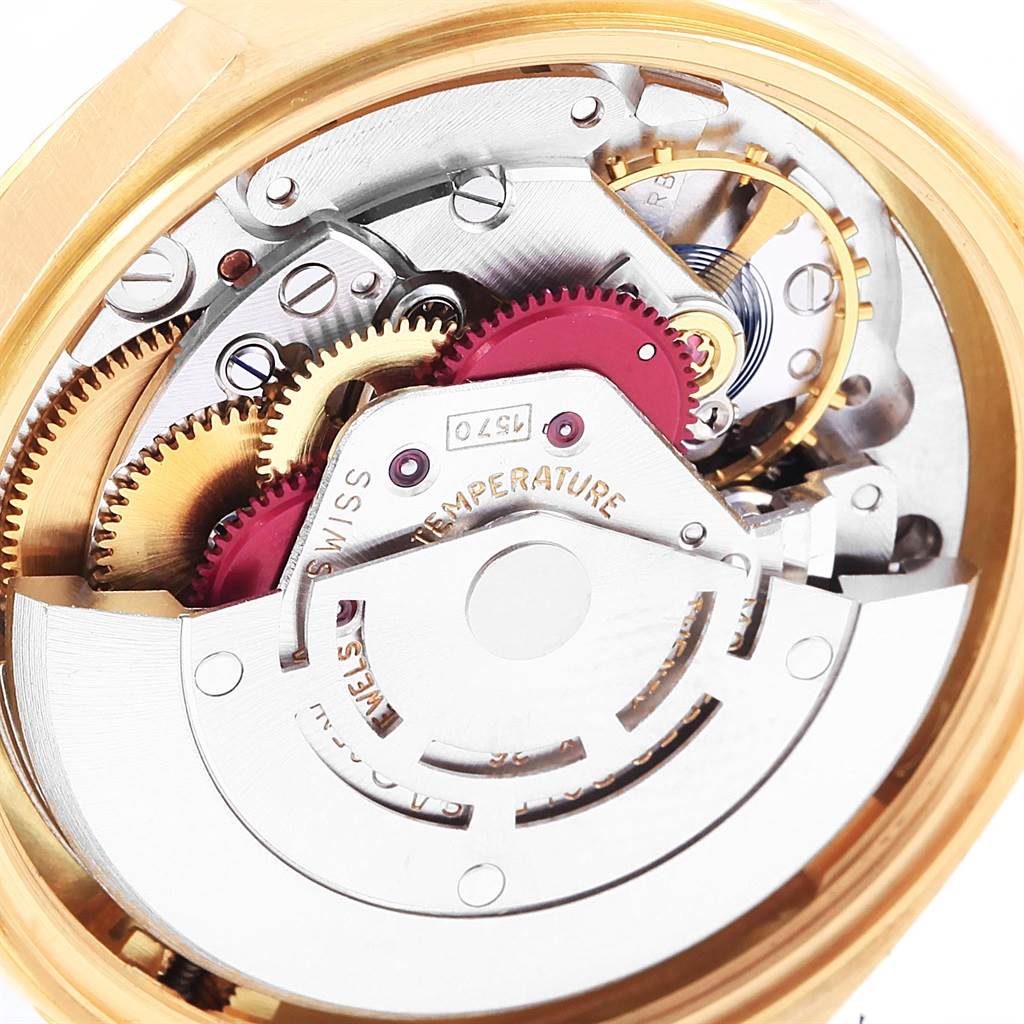 This image shows the inner mechanical movement and components of a Vintage Collection model by Rolex.