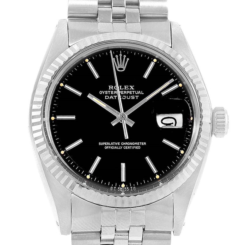 Rolex Datejust Black Sigma Dial Steel Vintage Mens Watch 1601 SwissWatchExpo
