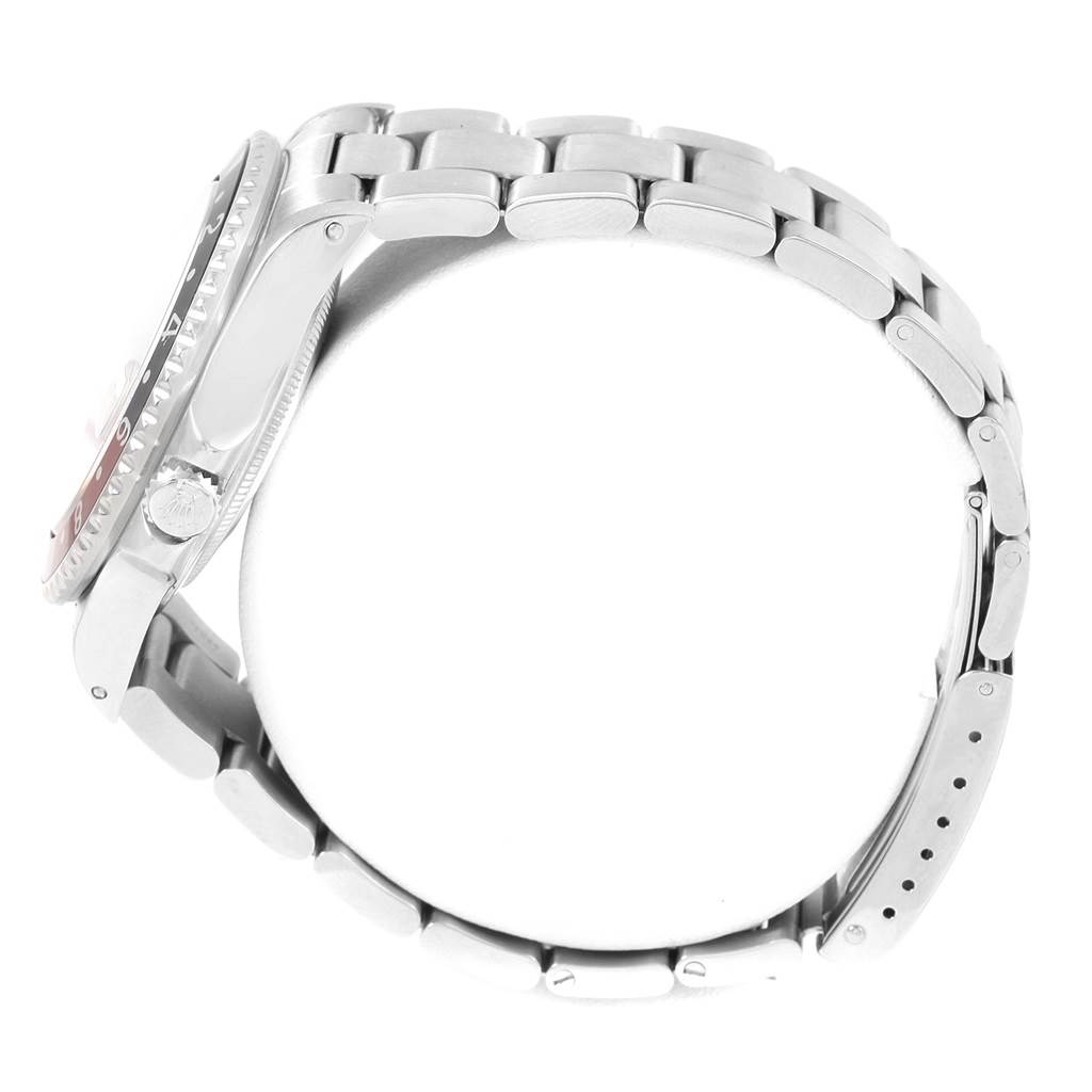 This image showcases a side view of the Rolex Vintage Collection 16760 Men's Stainless Steel Black Dial 16760 Men's Stainless Steel Black Dial model, highlighting its case, crown, and bracelet.