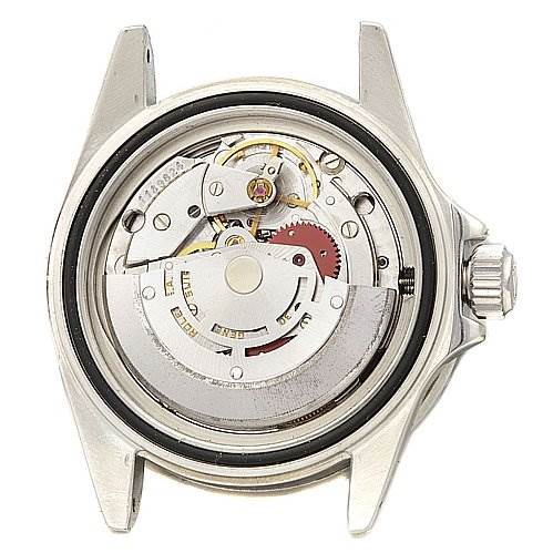 This image shows the movement and inner mechanism of a Rolex Vintage Collection 16800 Men's Stainless Steel Black Dial 16800 Men's Stainless Steel Black Dial watch from a back angle, with the case back removed.