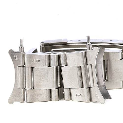 This image shows a close-up of the stainless steel bracelet links of a Rolex Vintage Collection 16800 Men's Stainless Steel Black Dial 16800 Men's Stainless Steel Black Dial watch and its connecting pins.