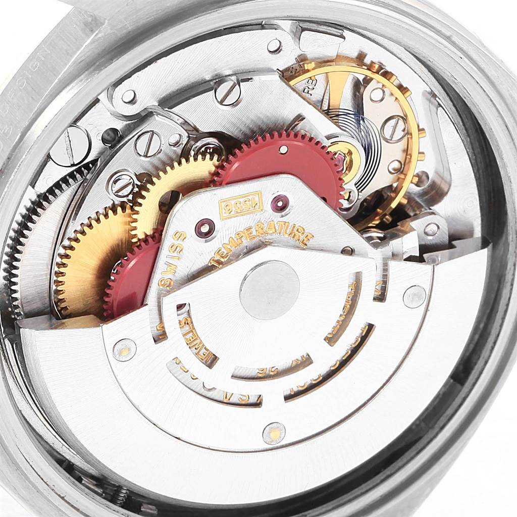 The image shows the internal mechanical parts and movement of a Rolex Vintage Collection 1803 Men's White Gold Silver Dial 1803 Men's White Gold Silver Dial model from a top-down angle.