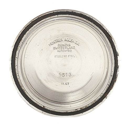 The image shows the case back interior of a Vintage Collection Rolex watch, model number 5513, with markings visible.