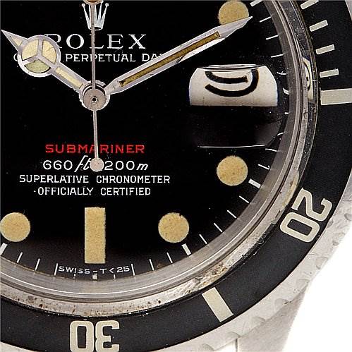 The image shows a close-up of the dial and bezel of a Rolex Vintage Collection 1680 Men's Stainless Steel Black Dial 1680 Men's Stainless Steel Black Dial Submariner watch.