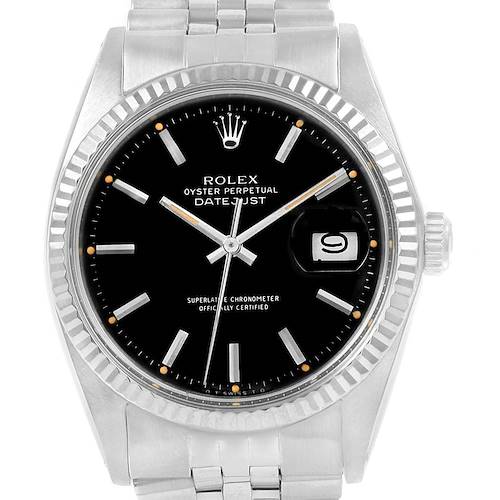 Photo of Rolex Datejust 36 Black Sigma Dial Vintage Steel Mens Watch 1601