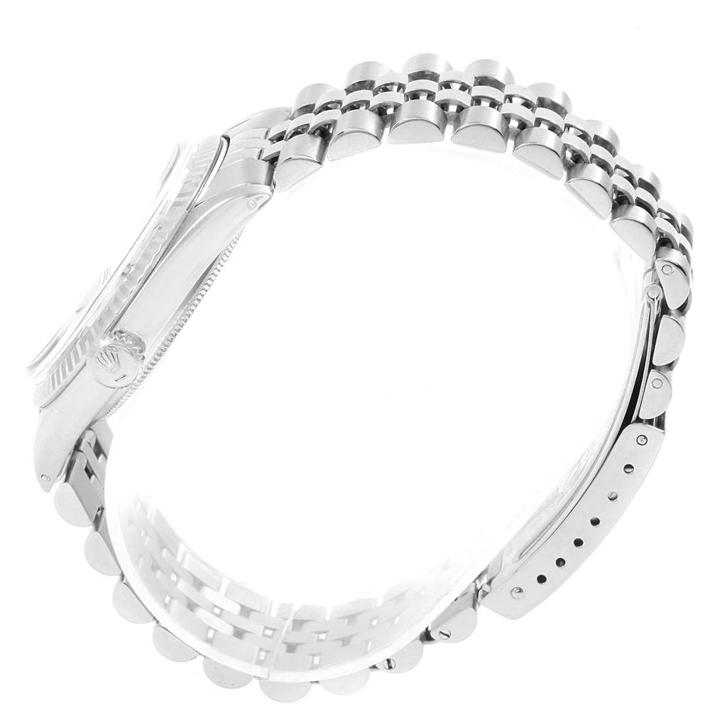 The image shows a side view of the Rolex Vintage Collection 1601 Men's Stainless Steel Silver Dial 1601 Men's Stainless Steel Silver Dial watch, focusing on the bracelet and clasp.