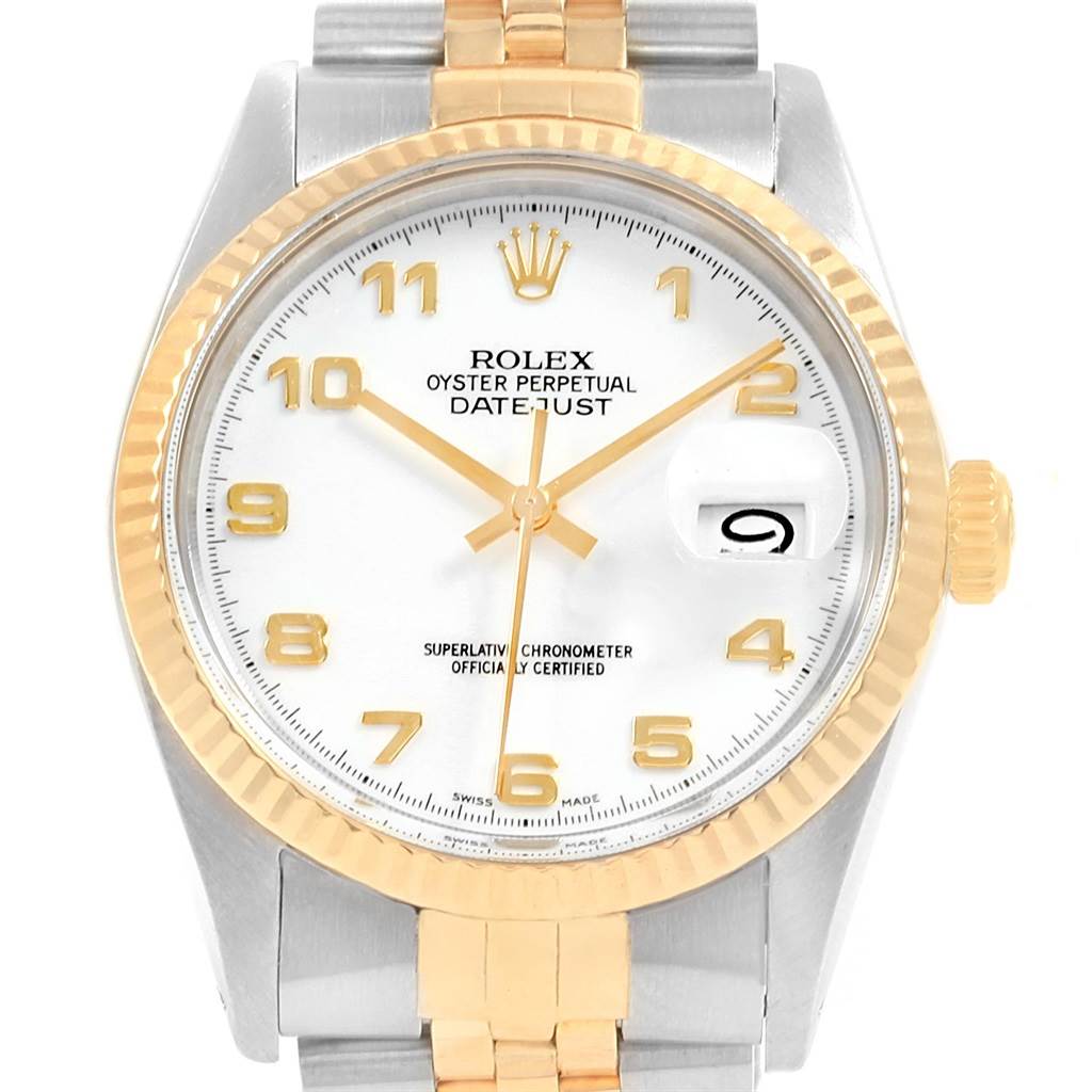 This Rolex Vintage Collection 16013 Men's Stainless Steel White Dial 16013 Men's Stainless Steel White Dial model is shown from a front angle, highlighting its dial, bezel, and part of the bracelet.