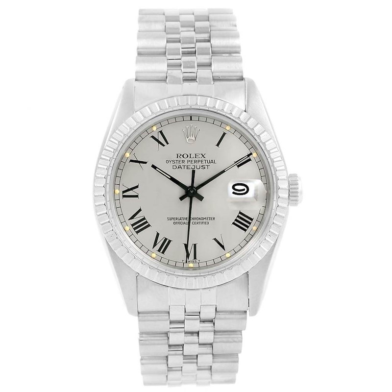 Rolex Datejust Grey Buckley Dial Steel Vintage Mens Watch 16030 SwissWatchExpo