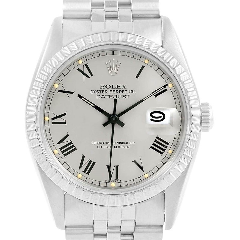 Rolex Datejust Grey Buckley Dial Steel Vintage Mens Watch 16030 SwissWatchExpo