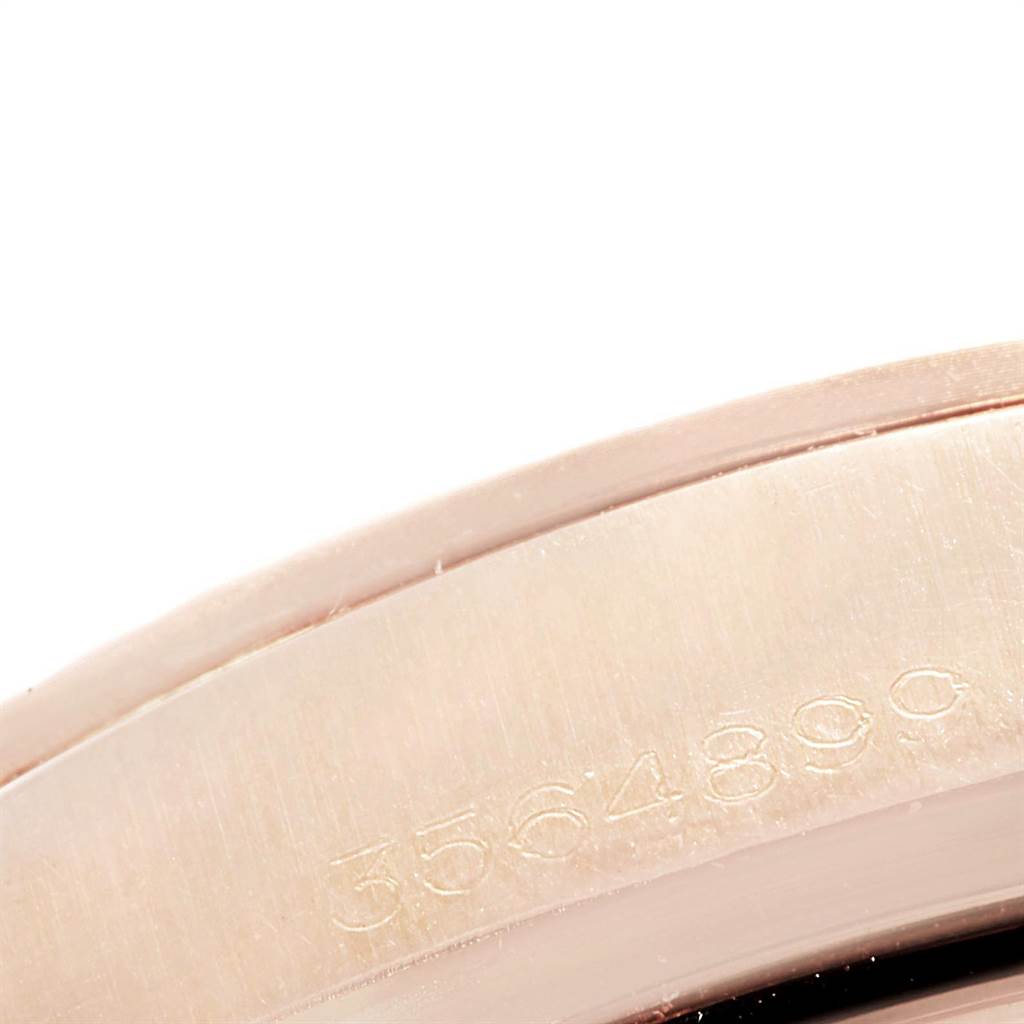 This close-up image shows the serial number engraving on the case of the Vintage Collection watch by Rolex.