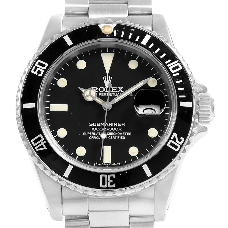 Rolex Submariner Date Stainless Steel Mens Vintage Watch 16800 SwissWatchExpo