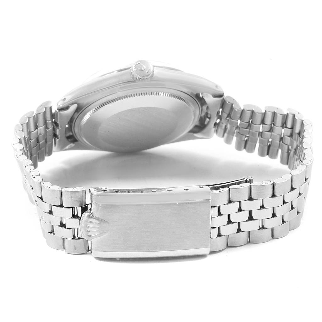 This image shows the back view of the Rolex Vintage Collection 1600 Men's Stainless Steel Silver Dial 1600 Men's Stainless Steel Silver Dial watch, focusing on the case back and metal bracelet.