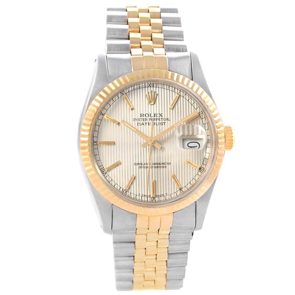 The Rolex Vintage Collection 16013 Men's Stainless Steel Silver Dial 16013 Men's Stainless Steel Silver Dial model is shown from the front, displaying the dial, bezel, bracelet, and crown.