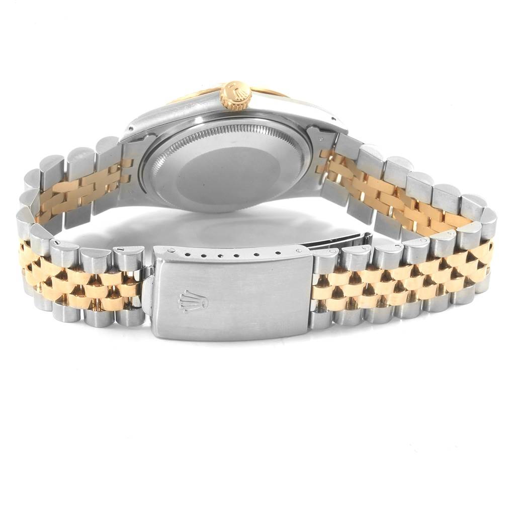 The image shows the back and clasp of a Rolex Vintage Collection 16013 Men's Stainless Steel Silver Dial 16013 Men's Stainless Steel Silver Dial watch, highlighting the two-tone bracelet.