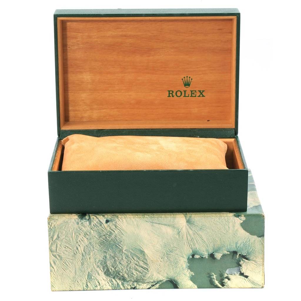 The image shows an open box for the Vintage Collection model by Rolex, displaying the inner cushioning.