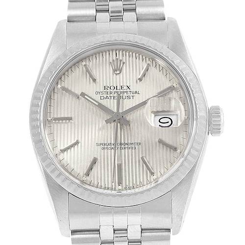 Photo of Rolex Datejust Vintage Steel White Gold Tapestry Dial Mens Watch 16014