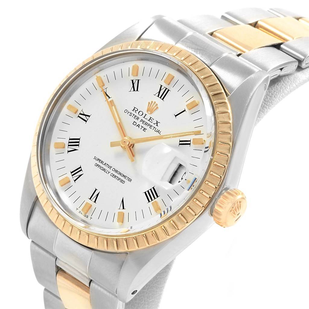 The image shows a Vintage Collection Rolex watch from a tilted angle, highlighting its face, bezel, crown, and bracelet.