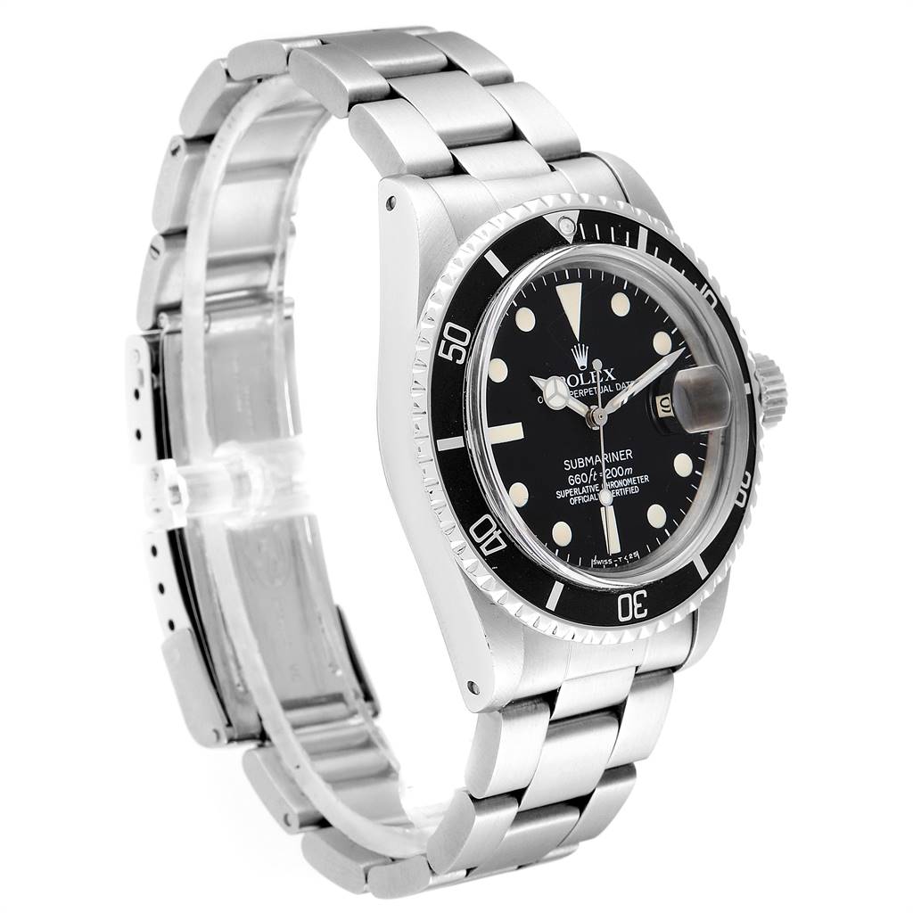 The Rolex Vintage Collection 1680 Men's Stainless Steel Black Dial 1680 Men's Stainless Steel Black Dial model watch is shown at a 3/4 angle, displaying the face, bezel, crown, and part of the bracelet.