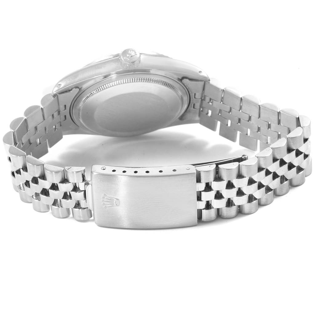 The image shows the backside and bracelet of a Rolex Vintage Collection 16030 Men's Stainless Steel Silver Dial 16030 Men's Stainless Steel Silver Dial watch, focusing on the clasp and case.