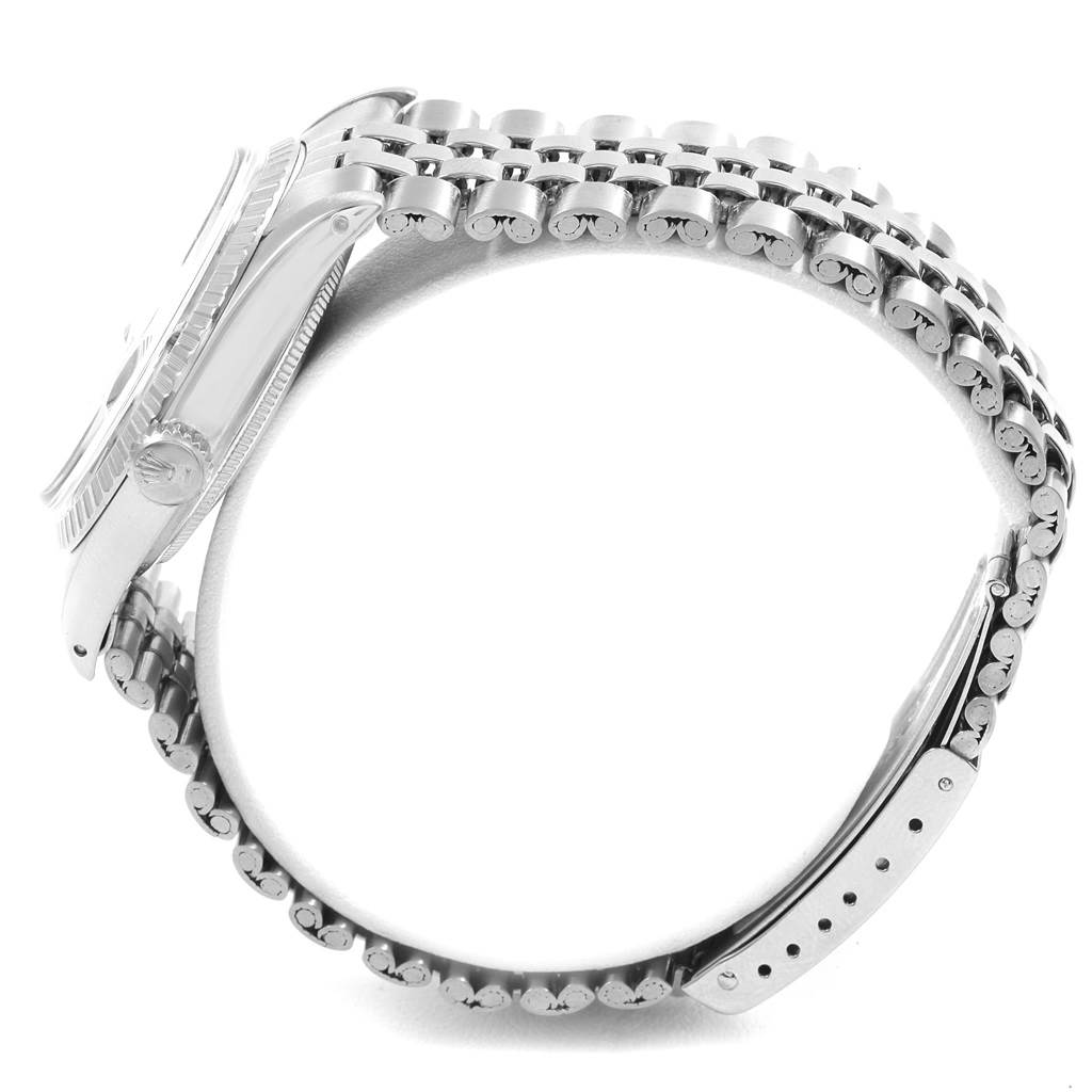 The image shows a side view of a Rolex Vintage Collection 1603 Men's Stainless Steel Grey Dial 1603 Men's Stainless Steel Grey Dial model, focusing on its case and bracelet.