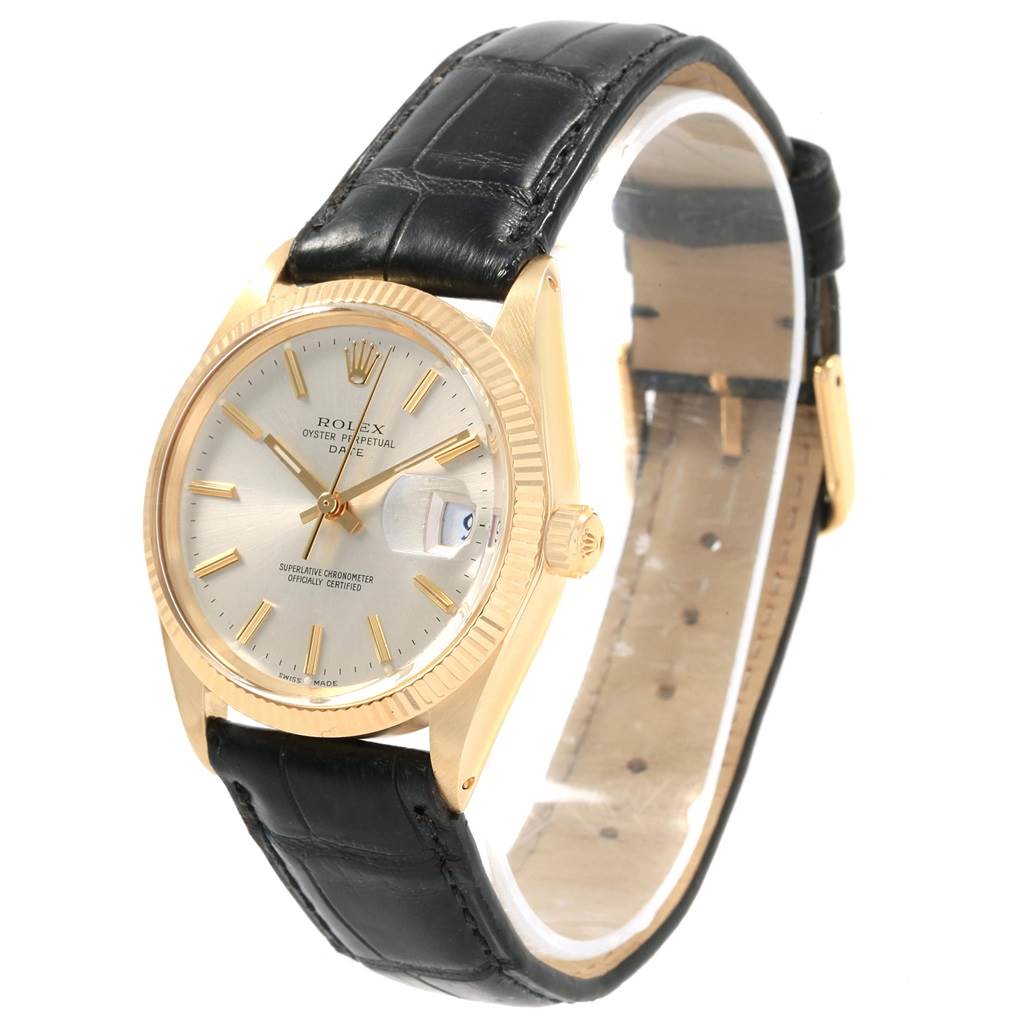 Rolex Date 14K Yellow Gold Silver Dial Vintage Mens Watch 1503 ...