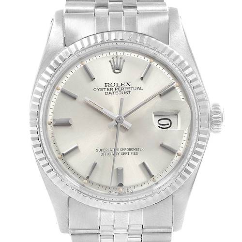 Photo of Rolex Datejust Silver Dial Fluted Bezel Vintage Mens Watch 1601