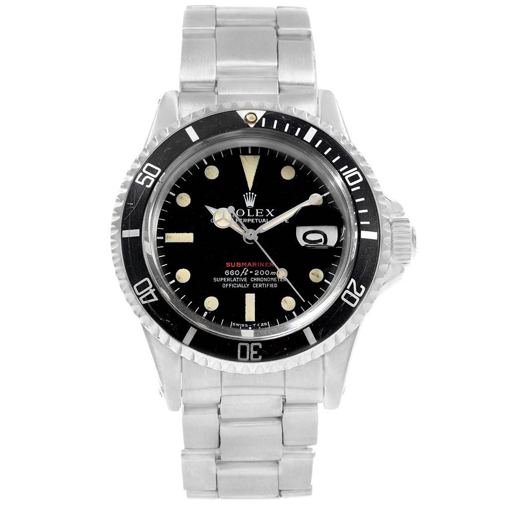 The image shows a front view of a Vintage Collection Rolex Submariner watch, displaying its dial, bezel, crown, and bracelet.