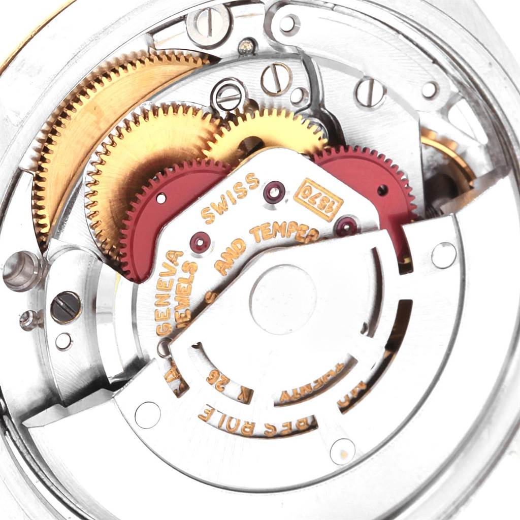 This is a close-up view of the internal mechanisms and gears of a Vintage Collection model by Rolex.