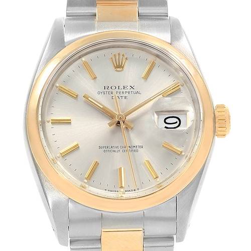 Photo of Rolex Date Steel Yellow Gold Silver Dial Vintage Mens Watch 1500