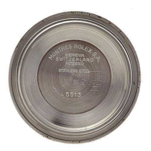 This image shows the inner side of the case back for a Vintage Collection Rolex watch.