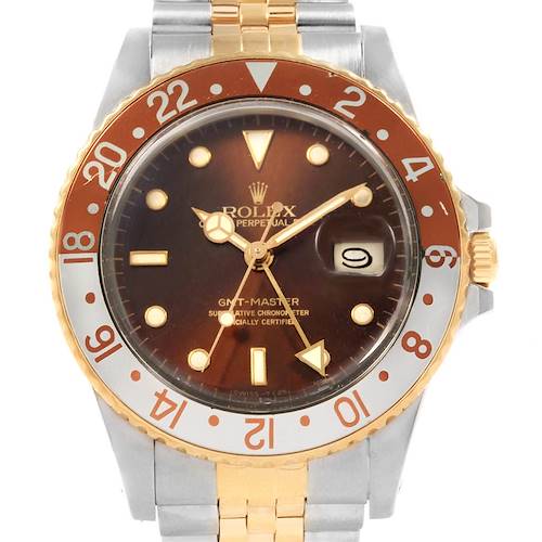 Photo of Rolex GMT Master Rootbeer Yellow Gold Steel Vintage Mens Watch 16753
