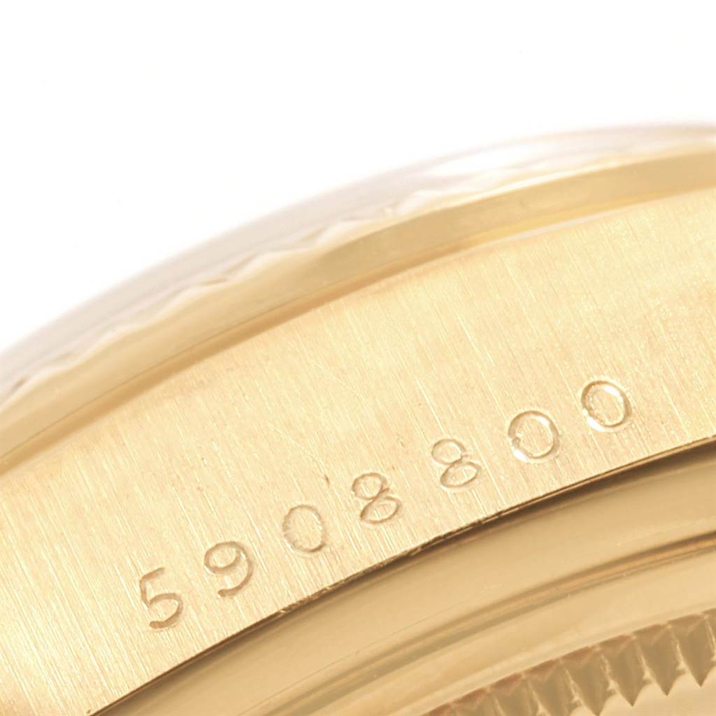 This is a close-up view of the side casing showing the serial number on the Vintage Collection watch by Rolex.