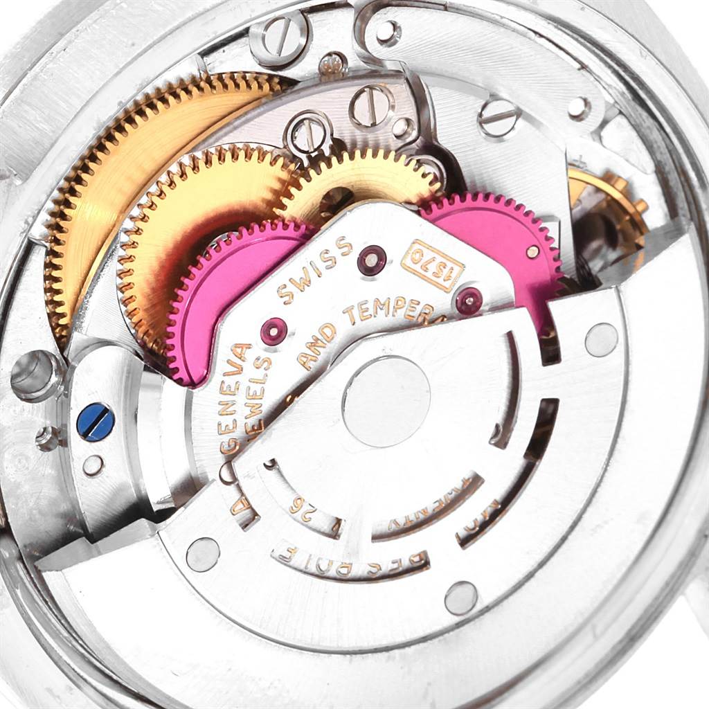This image shows the internal mechanical movement of a Rolex Vintage Collection 1501 Men's Stainless Steel Silver Dial 1501 Men's Stainless Steel Silver Dial watch, highlighting its gears and components.