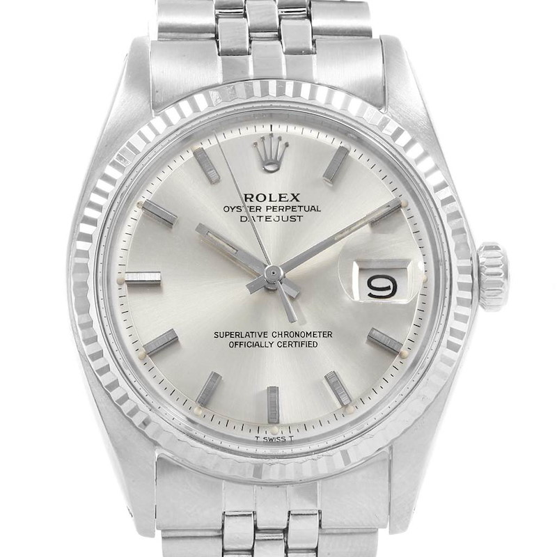 Rolex Datejust Silver Dial Jubilee Bracelet Vintage Mens Watch 1603 SwissWatchExpo