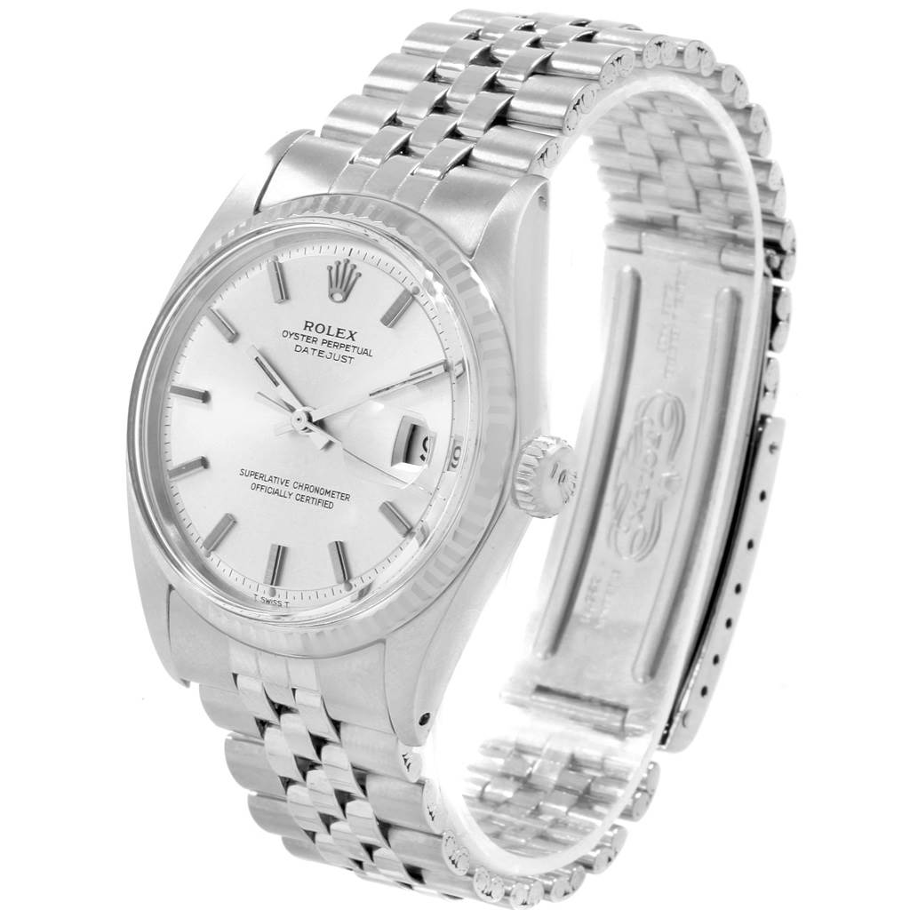 The Rolex Vintage Collection 1603 Men's Stainless Steel Silver Dial 1603 Men's Stainless Steel Silver Dial model is shown at a slight angle, highlighting the face, bezel, crown, and bracelet.