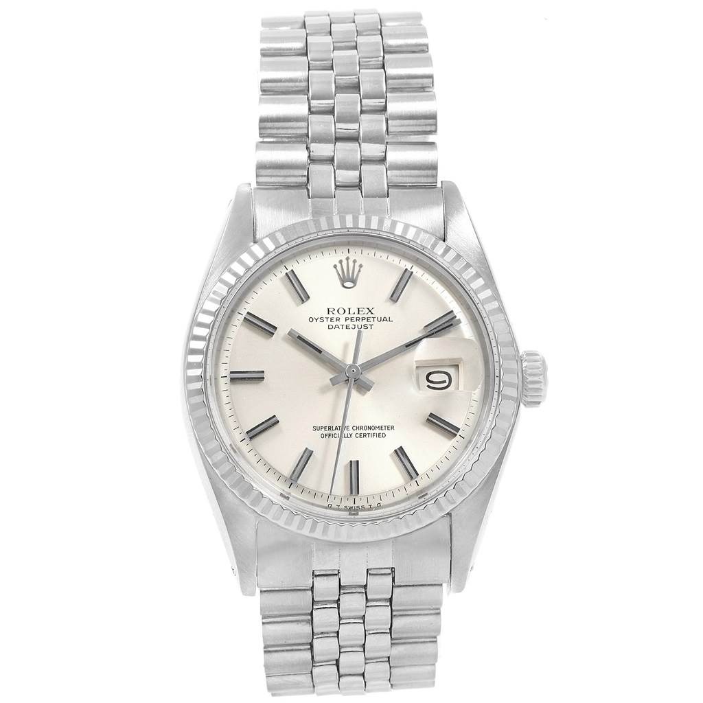 Rolex Datejust Silver Dial Fluted Bezel Vintage Mens Watch 1601