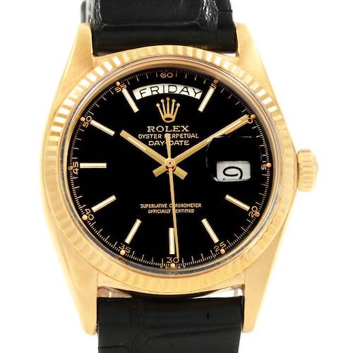 Photo of Rolex President Day-Date Yellow Gold Matte Black Dial Mens Watch 1803