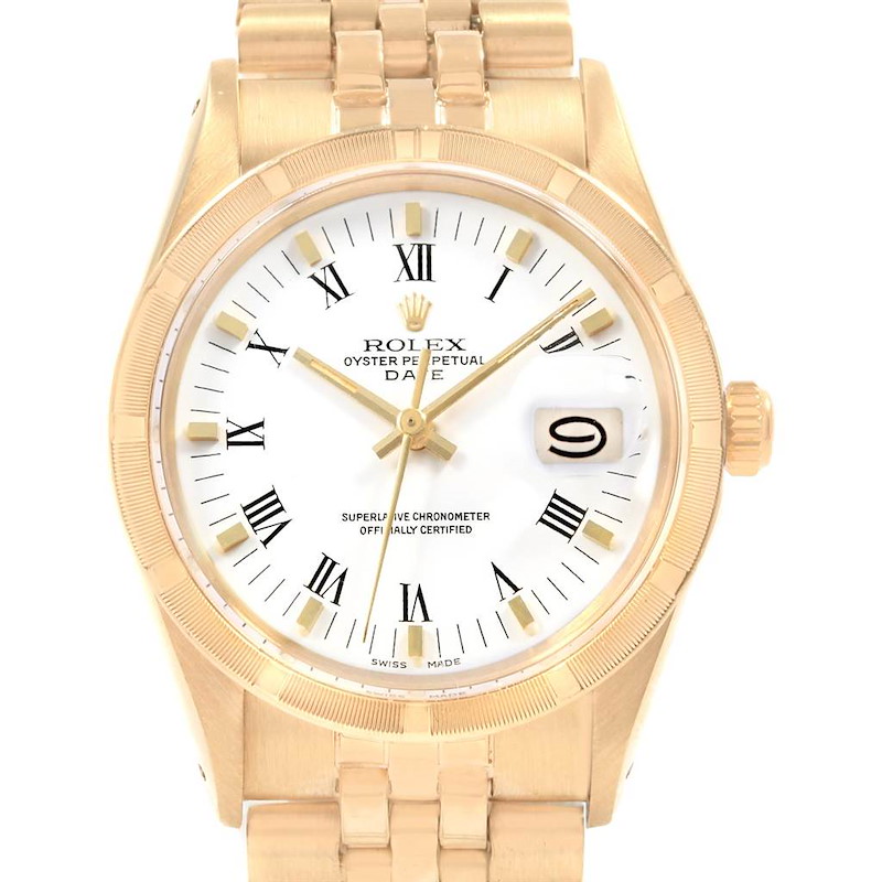 Rolex Date Mens 14k Yellow Gold Vintage Mens Watch 15017 SwissWatchExpo