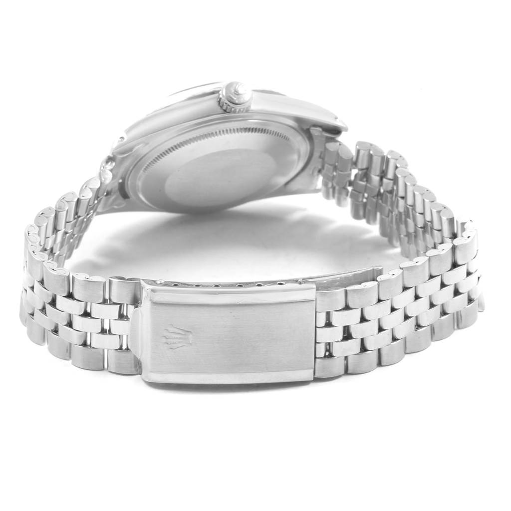 This image shows the back and clasp of the Rolex Vintage Collection 1603 Men
s Stainless Steel Silver Dial 1603 Men
s Stainless Steel Silver Dial watch, focusing on the case back and metal bracelet.