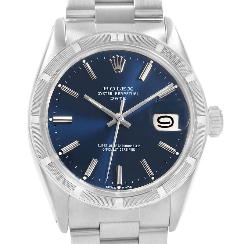 Rolex Date Vintage Blue Dial Stainless Steel Mens Watch 1501 Year 1968 SwissWatchExpo