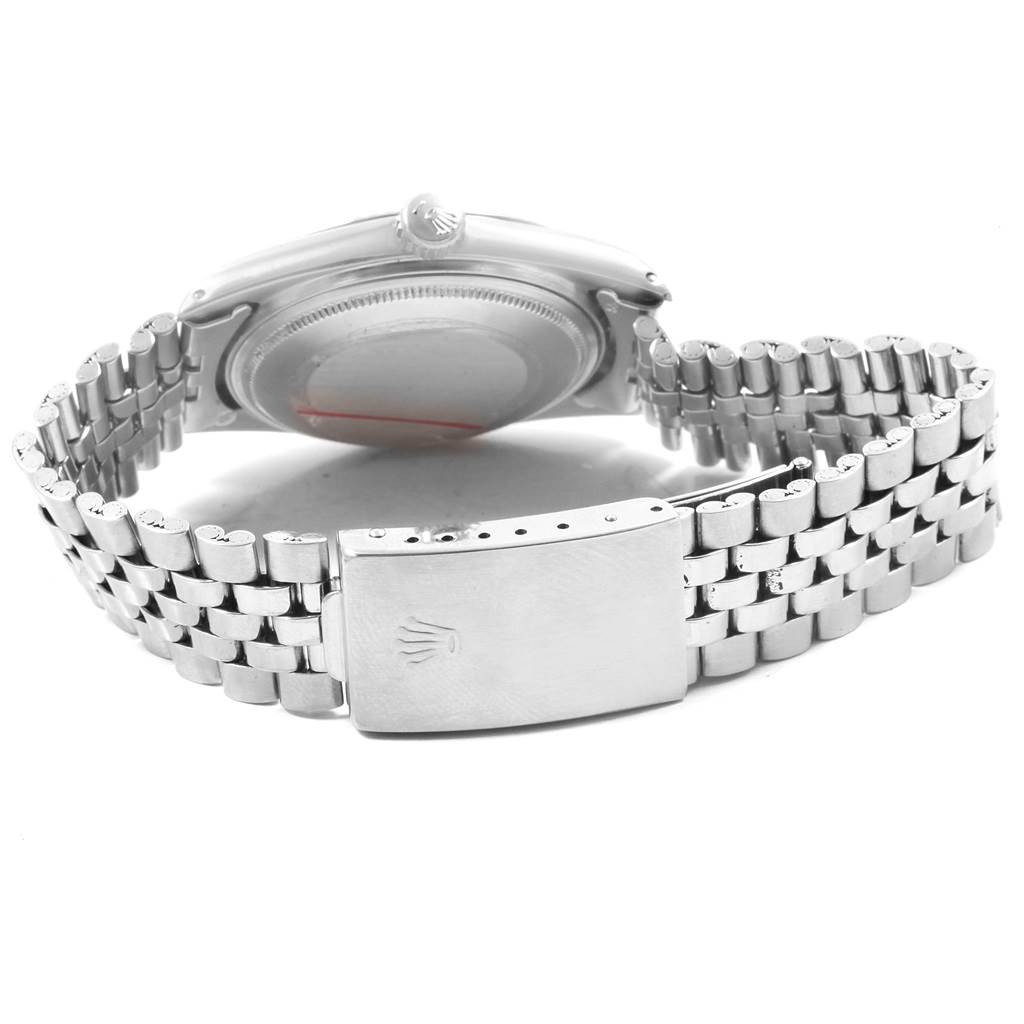 The image shows the back and bracelet clasp of a Rolex Vintage Collection 1601 Men's Stainless Steel Silver Dial 1601 Men's Stainless Steel Silver Dial watch.