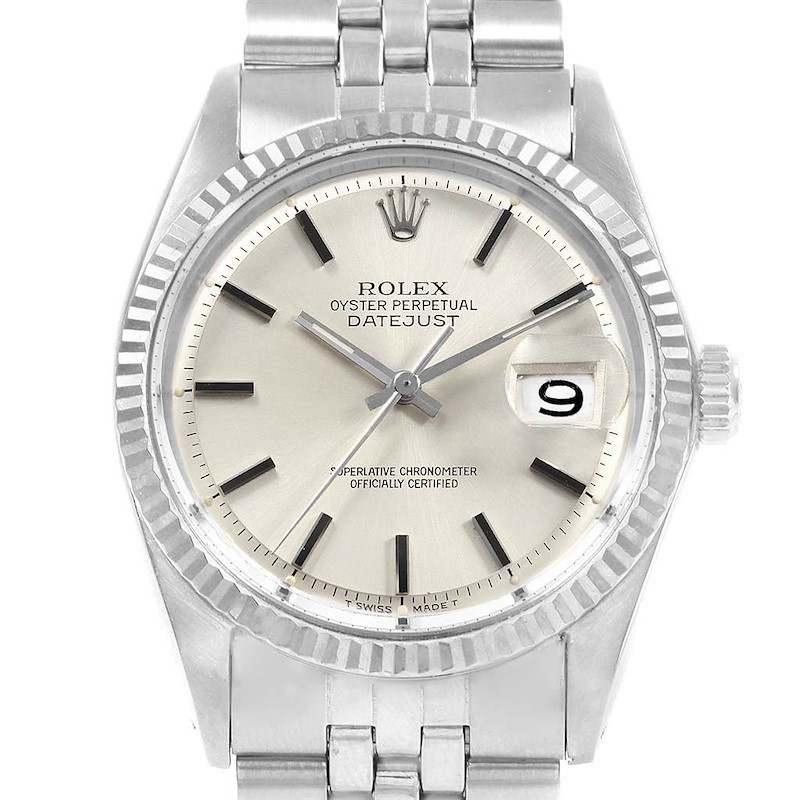 Rolex Datejust Steel White Gold Vintage Mens Watch 1601 Year 1965 SwissWatchExpo