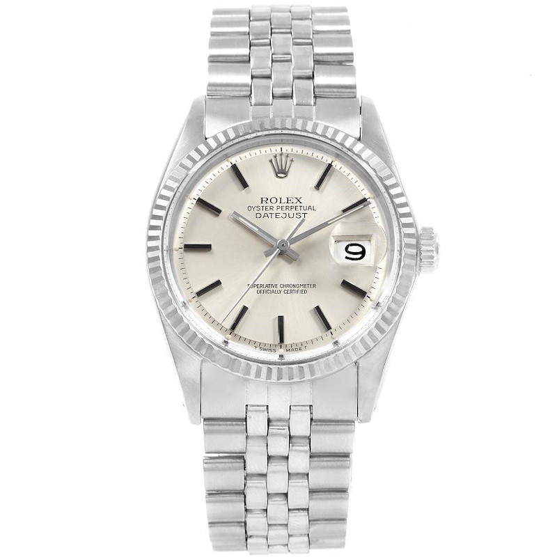 Rolex Datejust Steel White Gold Vintage Mens Watch 1601 Year 1965