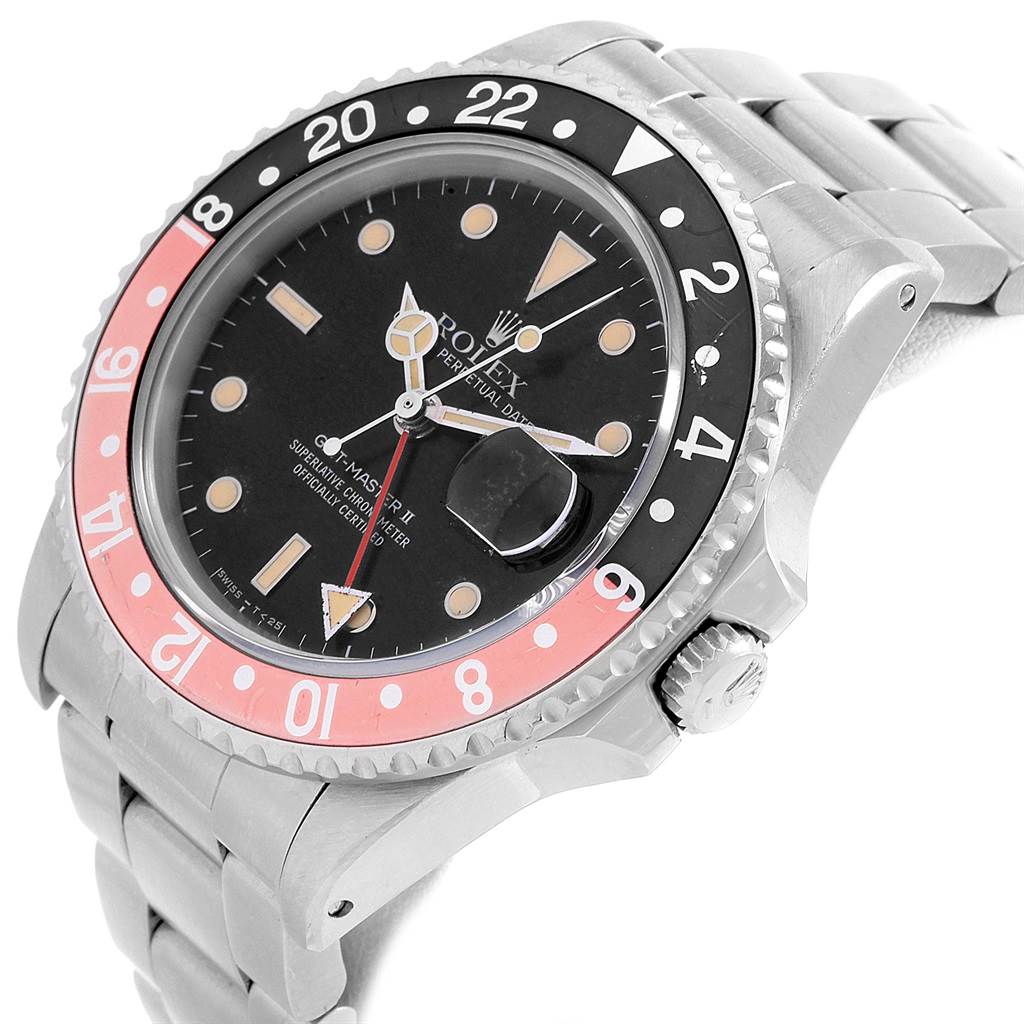 The image shows a Rolex Vintage Collection 16760 Men's Stainless Steel Black Dial 16760 Men's Stainless Steel Black Dial watch at an angle highlighting its face, bezel, crown, and part of the bracelet.