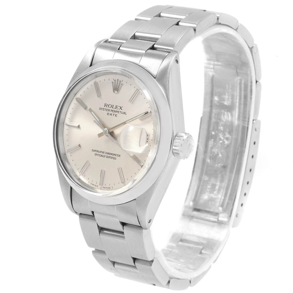 The Rolex Vintage Collection 1500 Men
s Stainless Steel Silver Dial 1500 Men
s Stainless Steel Silver Dial model is shown at a three-quarters angle, highlighting the face, bezel, crown, and bracelet.