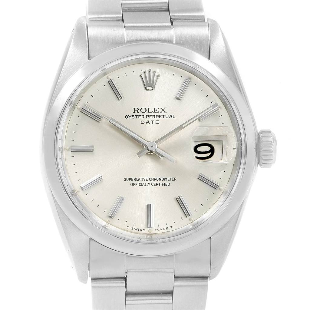 Rolex Date Silver Dial Automatic Steel Vintage Mens Watch 1500 ...